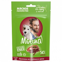 Лакомство Molina «Палочки из ягненка и риса» для собак и щенков, 50 г