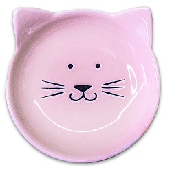 Миска КерамикАрт Мордочка кошки, керамическая розовая 80 мл