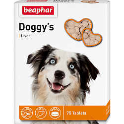 Витамины для собак Beaphar (Беафар) Doggy’s + Liver кормовая добавка со вкусом печени, 75 таблеток