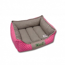 Лежак для собак и кошек Katsu Катсу "Америка" М с бортиком розовый, 55х45х23 см