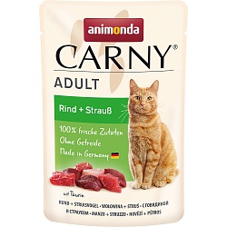 Влажный корм для взрослых кошек Animonda Carny Adult с говядиной и страусом 85 г х 12 шт.