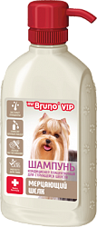 Плацентарный шампунь-кондиционер для собак Mr. Bruno Vip "Мерцающий шелк" для струящейся шерсти, 200 мл