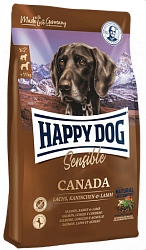 Сухой корм для активных собак Happy Dog Canada с лососем, кроликом, ягненком и картофелем при чувствительном пищеварении