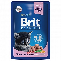 Влажный корм для котят Brit Premium Белая рыба в соусе, 85 г х 14 шт.