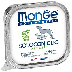 Консервы для взрослых собак Monge Dog Monoproteico Solo паштет из кролика 0,15 кг
