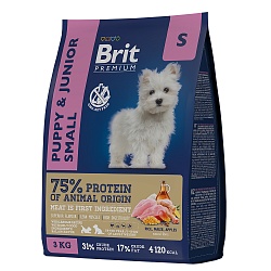 Сухой корм Brit Premium Dog Puppy and Junior Small с курицей для щенков и молодых собак мелких пород (1–10 кг)