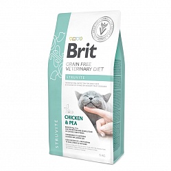 Сухой беззерновой корм для кошек Brit Veterinary Diet Cat Grain free Struvite при струвитном типе МКБ