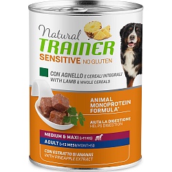 Консервы для взрослых собак средних и крупных пород Trainer Natural Sensitive No Gluten Adult Medium&Maxi с ягненком, 0,4 кг