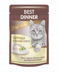 Влажный корм Best Dinner High Premium для кошек, Курица в белом соусе 85 г х 24 шт.