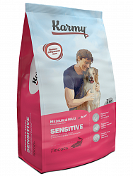 Сухой корм для собак средних и крупных пород Karmy Sensitive Medium & Maxi при чувствительном пищеварении, лосось