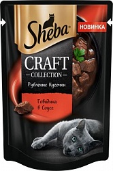 Влажный корм для кошек Sheba Craft Collection Рубленые кусочки говядина в соусе, 75 г х 28 шт.