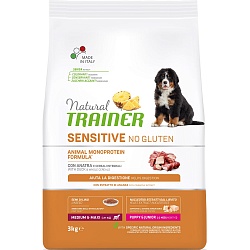 Сухой корм для щенков и юниоров средних и крупных пород Trainer Natural Sensitive No Gluten Puppy&Junior Medium&Maxi с уткой