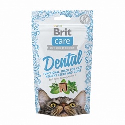 Brit Care Dental Дентал лакомство для кошек для профилактики полости пасти, 50 г