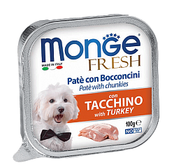 Консервы для взрослых собак Monge Dog Fresh паштет c индейкой 0,1 кг