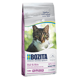 Сухой корм для взрослых кошек Bozita Hair & Skin Wheat Free Salmon для здоровой кожи и шерсти, с лососем