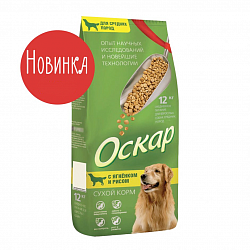 Сухой корм для собак средних пород Оскар с ягненком и рисом, 12 кг