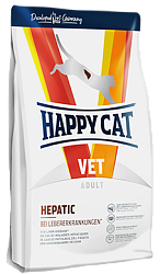 Диетический корм для взрослых кошек Happy Cat VET Diet Hepatic для поддержания работы печени, 1 кг