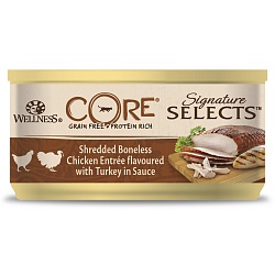 Консервы для кошек Wellness Core Signature Selects, измельченное куриное филе с индейкой в соусе, 79 г
