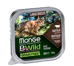 Беззерновые консервы для кошек крупных пород Monge BWild Cat Grain Free из буйвола с овощами, 100 г