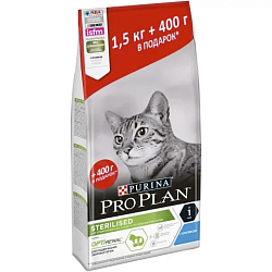 Сухой корм для кастрированных и стерилизованных кошек Pro Plan Sterilised Про План Стерилизед кролик, 1,5 + 0,4 кг