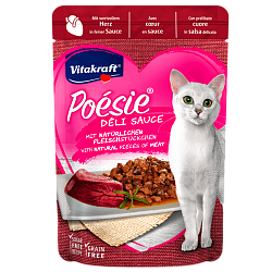 Влажный корм Vitakraft Poesie для взрослых кошек, говяжье сердце в соусе 85 г х 23 шт.