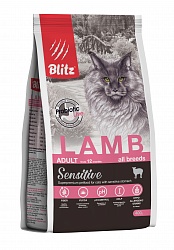Сухой корм Blitz Sensitive Lamb Adult Cats для взрослых кошек, с ягненком