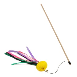 Игрушка для кошек Лакки "Удочка-ленточка-шар", желтая 47 см