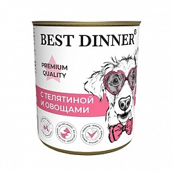 Консервы Best Dinner Меню №4 для взрослых собак и щенков, Телятина с овощами, 0,34 кг