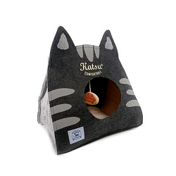Домик-лежак для кошек Katsu Катсу "Царство Морфея" LG серый, 50х35х48 см