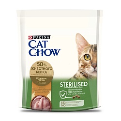 Сухой корм Cat Chow Sterilised для стерилизованных кошек и кастрированных котов, с домашней птицей и индейкой