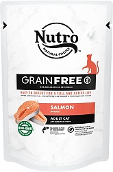 Влажный корм Nutro Grain Free для взрослых кошек, лосось 70 г х 24 шт.