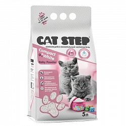 Комкующийся минеральный наполнитель Cat Step Compact White Baby Powder для котят, 5 л