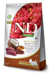 Сухой корм для собак Farmina N&D Dog Quinoa Skin&Coat для мелких пород, с олениной и киноа для здоровья кожи и шерсти