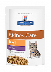 Влажный корм для кошек Hill's Prescription Diet K/D Feline при заболеваниях почек, с говядиной 85 г х 12 шт.