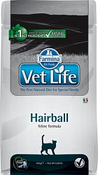 Сухой диетический корм для кошек Farmina Vet Life Cat Hairball способствующий выведению комочков шерсти, курица