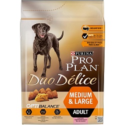 Сухой корм Pro Plan Duo Délice для взрослых собак средних и крупных пород, лосось с рисом