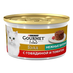 Консервы для кошек Gourmet Gold нежные биточки с говядиной и томатом, 85 г х 12 шт.