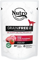 Влажный корм Nutro Grain Free для взрослых собак, говядина с томатами 85 г х 24 шт.