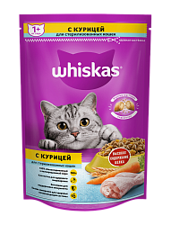 Сухой корм Whiskas для стерилизованных кошек, с курицей и вкусными подушечками