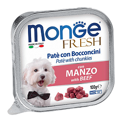 Консервы для взрослых собак Monge Dog Fresh паштет c говядиной 0,1 кг