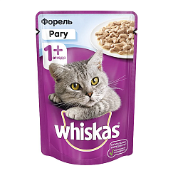 Влажный корм Whiskas для кошек, рагу с форелью 85 г × 28 штук