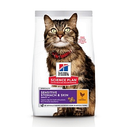Сухой корм Hill's Science Plan Feline Adult Sensitive Stomach & Skin для кошек с чувствительной кожей и желудком
