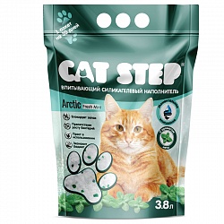 Силикагелевый впитывающий наполнитель для кошек Cat Step Arctic Fresh Mint с ароматом мяты, 3,8 л