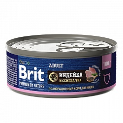 Консервы Brit Premium by Nature для для взрослых кошек, с индейкой и семенами чиа 100 г х 12 шт.