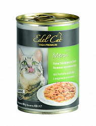 Консервы для кошек Edel Cat Индейка и печень, кусочки в соусе 0,4 кг